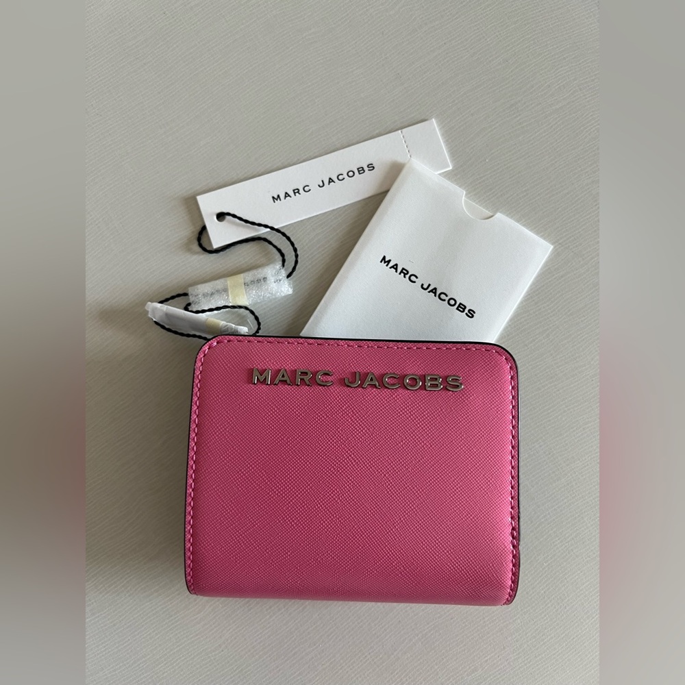 New Marc Jacobs Mini Leather Wallet In Petal Pink
